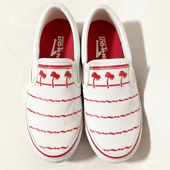 In-N-Out Burger White Drink Cup Slip-On Shoes White & Red Men's Size 8 - Picture 1 of 10